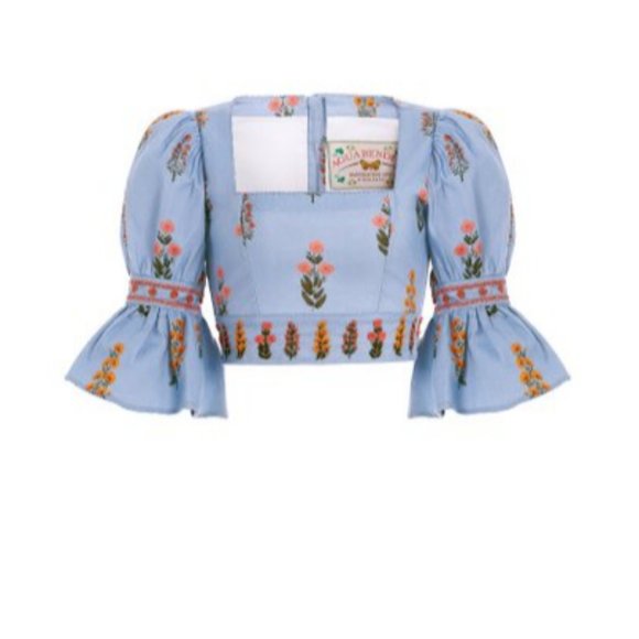 Agua Bendita Violeta Dahlia Linen Cropped Top NWT - Picture 1 of 7